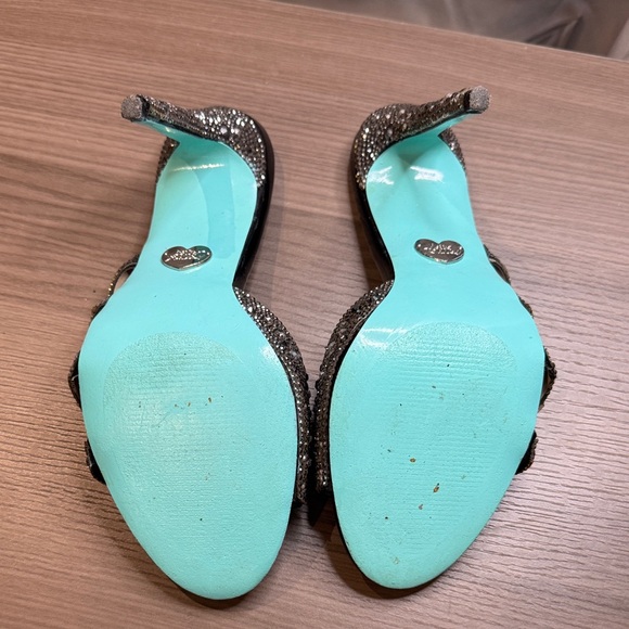 Betsey Johnson Black Strappy Rhinestone Heels - Picture 4 of 11